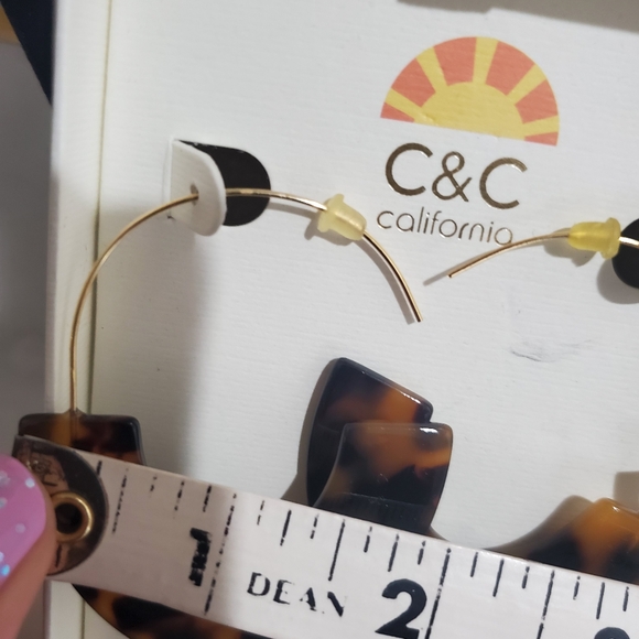 NEW C&C California Tortoise Shell Gold Vermeil Sterling Silver Hoop Earrings - Picture 6 of 7